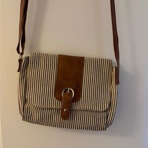 Striped Brown and Cream Crossbody Bag